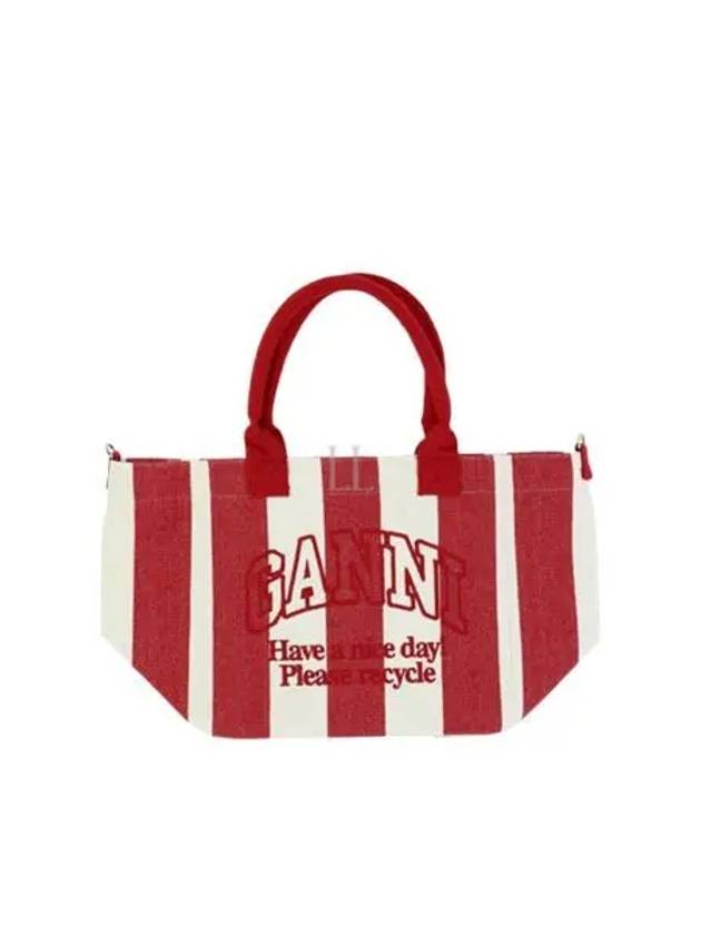 Easy Shopper Stripes Tote Bag Red - GANNI - BALAAN 2