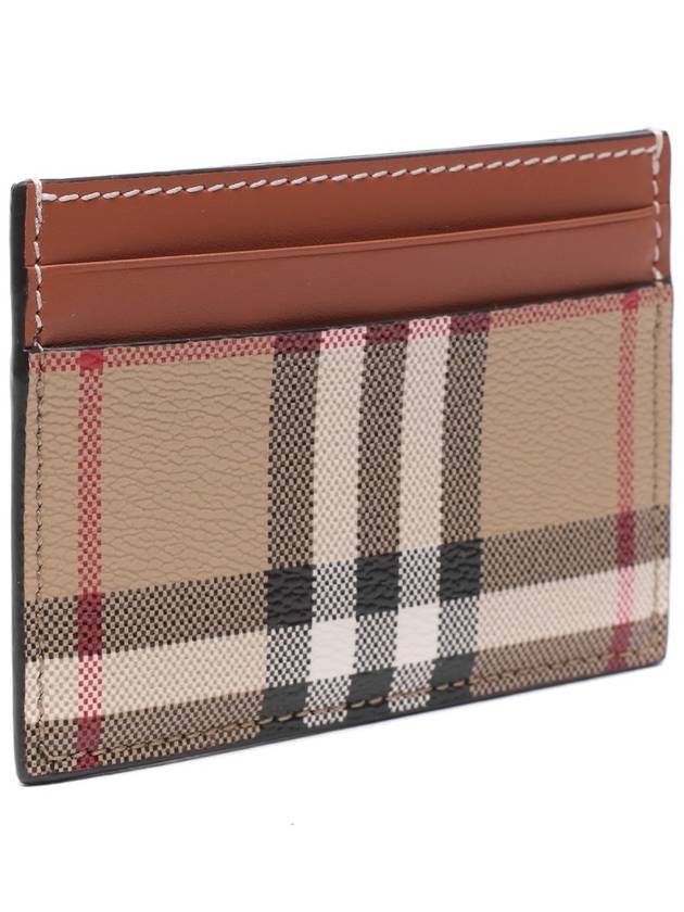 Check Print Leather Card Holder Beige - BURBERRY - BALAAN 4