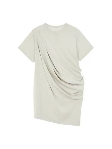 WOMEN Tucked Shoulder Unbalanced T Shirt Beige - RICK OWENS - BALAAN 1