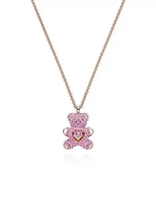 Teddy Heart Pentant Necklace Pink Rose Gold - SWAROVSKI - BALAAN 2