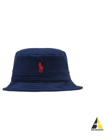 Cotton Blend Fleece Bucket Hat Navy - POLO RALPH LAUREN - BALAAN 1