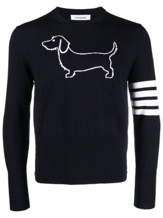 Hector 4-Bar Crewneck Pullover Merino Wool Knit Top Navy - THOM BROWNE - BALAAN 2