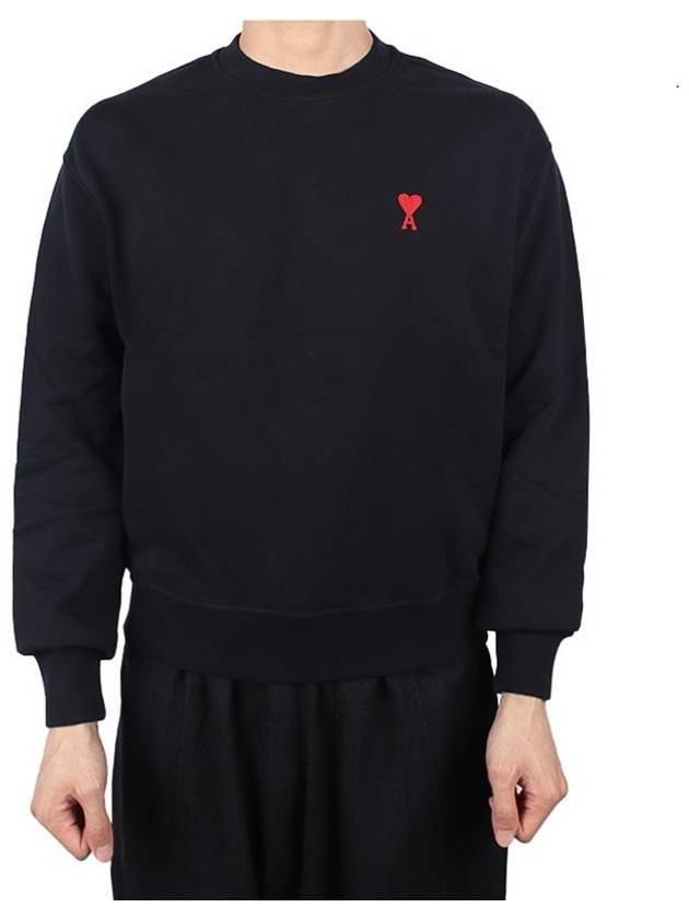 Small Heart Logo Sweatshirt Black - AMI - BALAAN 4