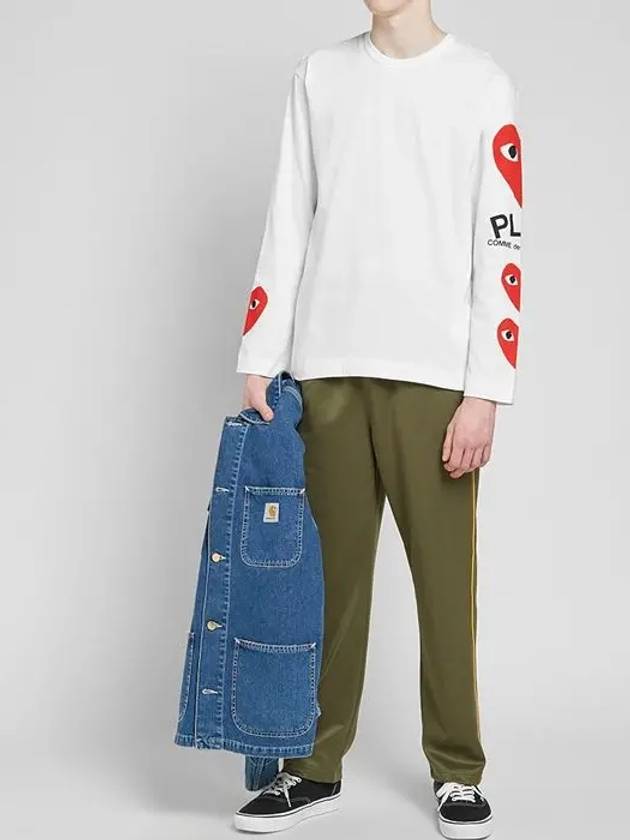 Men's Side Multi-Heart Long Sleeve T-Shirt White - COMME DES GARCONS PLAY - BALAAN 4