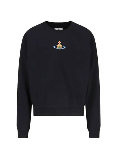 Embroidered Logo Cotton Sweatshirt Black - VIVIENNE WESTWOOD - BALAAN 2