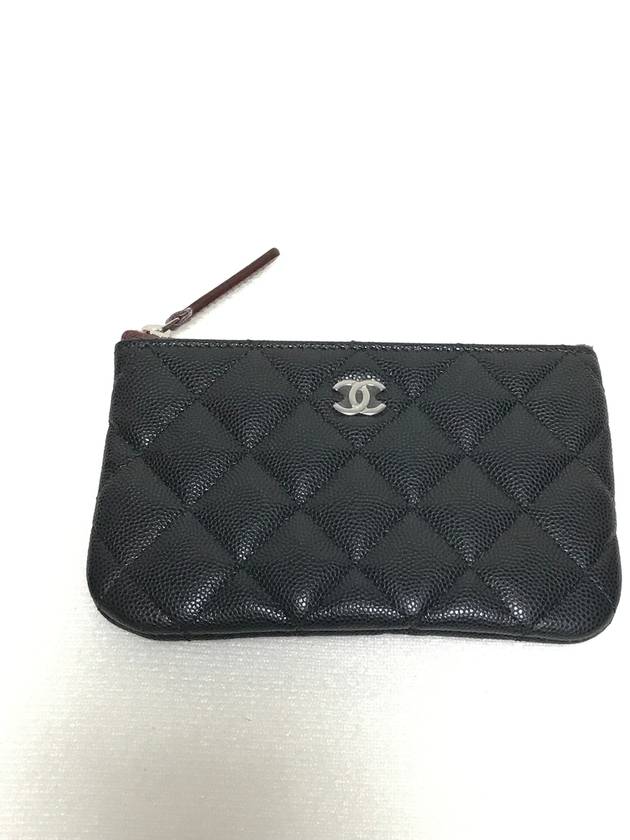 Silver logo grained calfskin clutch bag black - CHANEL - BALAAN 2