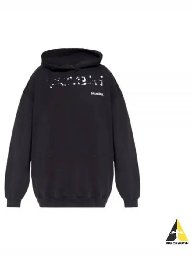 Logo Oversized Cotton Hoodie Black - BALENCIAGA - BALAAN 2