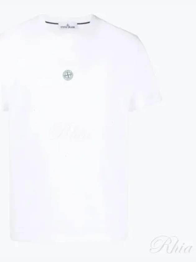 Garment Dyed Lettering One Print Cotton Jersey Short Sleeve T-Shirt White - STONE ISLAND - BALAAN 2