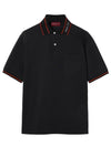 Logo Collar Cotton Polo Shirt Black - GUCCI - BALAAN 1