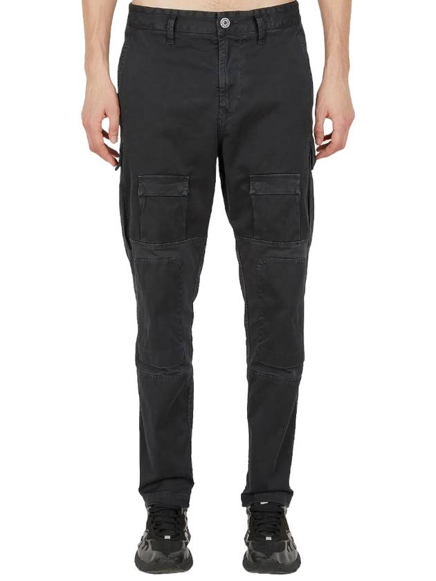 Men's Logo Patch Cargo Straight Pants Black - STONE ISLAND - BALAAN 2