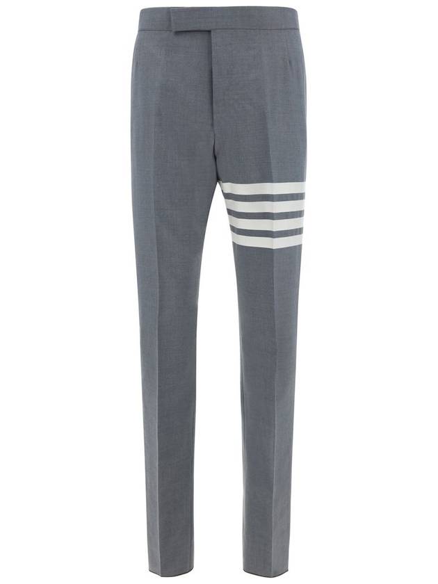 Diagonal Plain Weave Classic Wool Slacks Medium Grey - THOM BROWNE - BALAAN 2