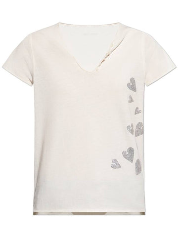 Zadig & Voltaire T-shirt Tunisien, Women's, Cream - ZADIG & VOLTAIRE - BALAAN 1