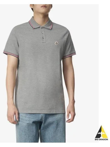 Patch logo short sleeve polo shirt light gray I10918A7030084556984 - MONCLER - BALAAN 1