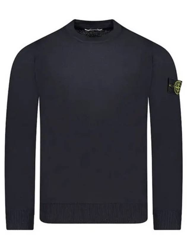 Regular Fit Crew Neck Wool Knit Top Navy - STONE ISLAND - BALAAN 2