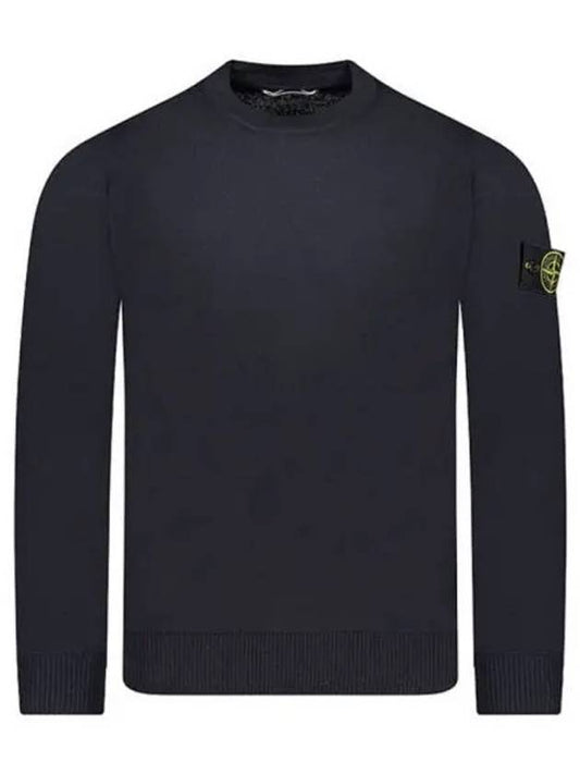 Regular Fit Crew Neck Wool Knit Top Navy - STONE ISLAND - BALAAN 2