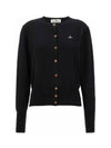 Bea Logo Wool Cardigan Black - VIVIENNE WESTWOOD - BALAAN 2