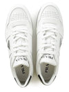 Downtown Triagle Logo Leather Low Top Sneakers White - PRADA - BALAAN 4