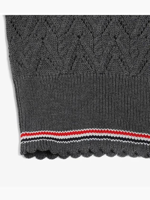 Women's Pointel Cable Merino Wool Pullover Knit Top Grey - THOM BROWNE - BALAAN 5