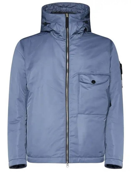 Men's Nylon Hooded Jacket Blue - STONE ISLAND - BALAAN.