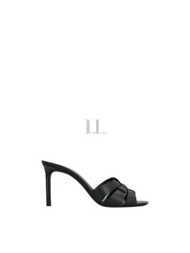 Tribute Leather Sandal Heels Black - SAINT LAURENT - BALAAN 2