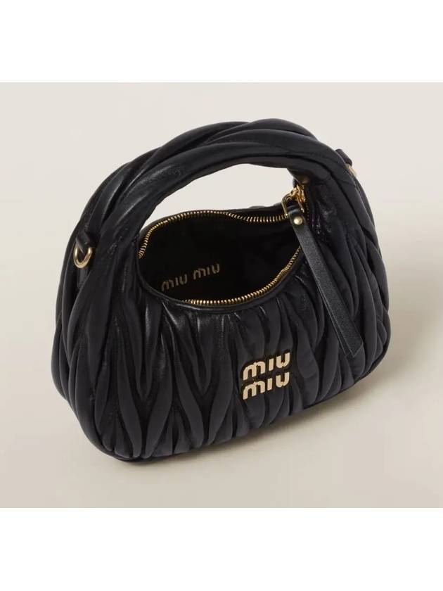 Wander Matelasse Nappa Leather Hobo Mini Bag Black - MIU MIU - BALAAN 5