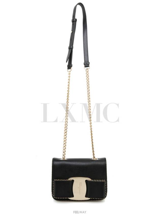 Ferragamo Mini Vara Bow Bonbon Cross Bag Black Gold Chain 21 H026 - SALVATORE FERRAGAMO - BALAAN 5