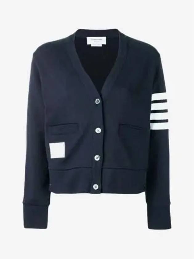 4-Bar Loopback Jersey Cardigan Navy - THOM BROWNE - BALAAN 2