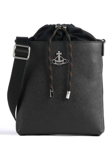 Saffiano Drawstring Cross Bag Black - VIVIENNE WESTWOOD - BALAAN 1