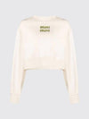 Embroidered Logo Cropped Sweatshirt Natural - MIU MIU - BALAAN 1