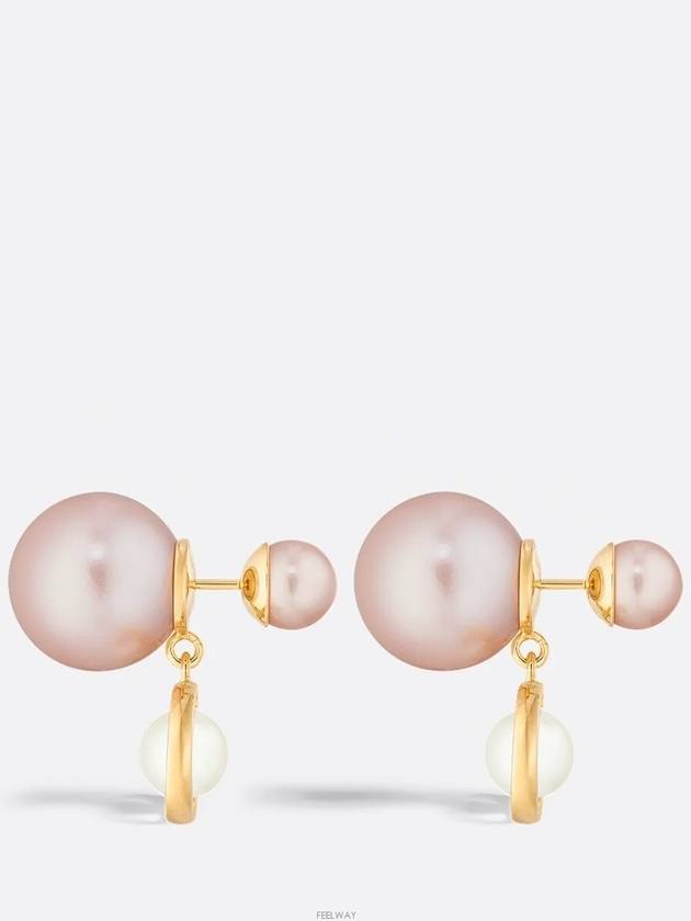 Dior Tribales Earrings Gold Finish Metal Pale Pink - DIOR - BALAAN 3