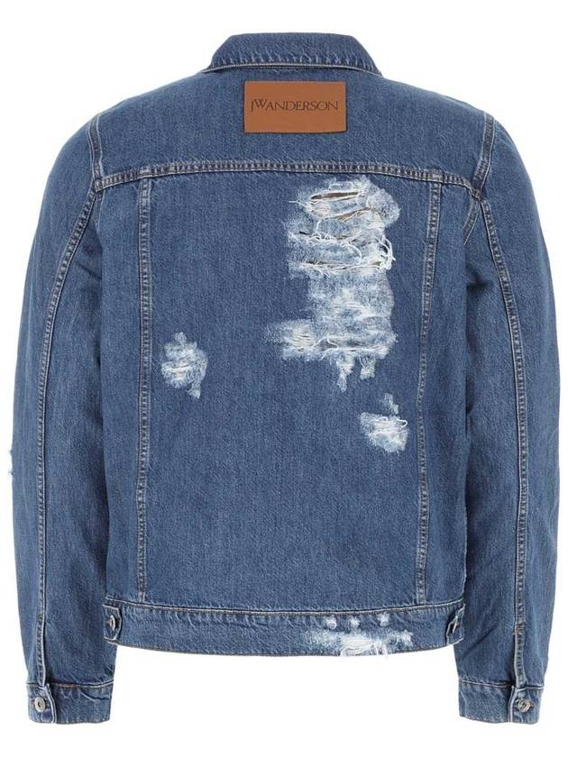 Distressed Collar Button-Up Denim Jacket Blue - JW ANDERSON - BALAAN 3