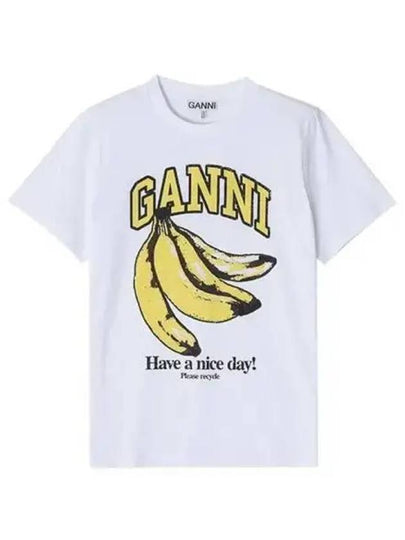 Basic Jersey Banana Relaxed Short Sleeve T-Shirt White - GANNI - BALAAN 2