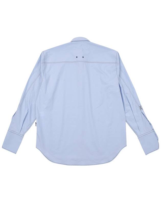 Color Combination Stitch Long Sleeve Shirt Blue - IMIRK - BALAAN 4