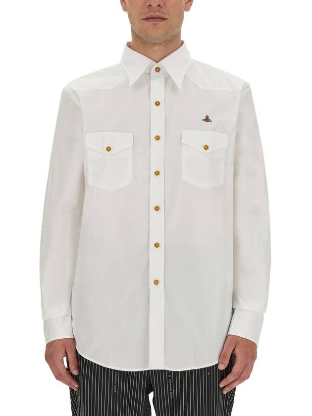 ORB Logo Cotton Long Sleeve Shirt White - VIVIENNE WESTWOOD - BALAAN 2