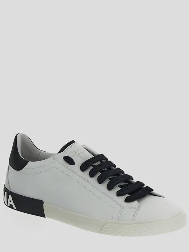 Calfskin Portofino Vintage Sneakers White Black - DOLCE&GABBANA - BALAAN 3