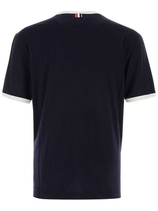 Ringer Wool Jersey Short Sleeve T-Shirt Navy - THOM BROWNE - BALAAN 3