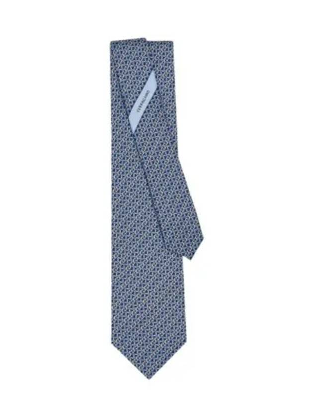 Men's Gancini Logo Silk Tie Navy - SALVATORE FERRAGAMO - BALAAN 2