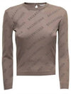 Allover Logo Pattern Knit Top Dark Beige - BALENCIAGA - BALAAN 2