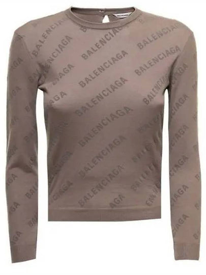 Allover Logo Pattern Knit Top Dark Beige - BALENCIAGA - BALAAN 2