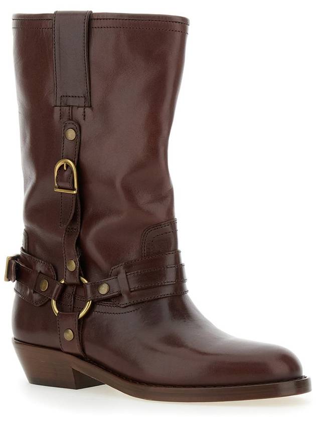 'Heiko' Brown Ankle Boots With Buckle And Stud Embellishments In Leather Woman - ISABEL MARANT - BALAAN 2