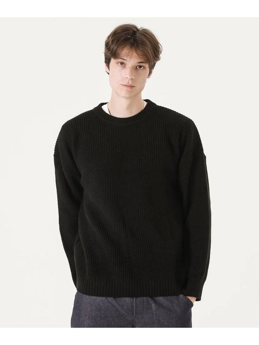 Crew neck overknit hachi sweater black - PEPPERSEASONING - BALAAN 2