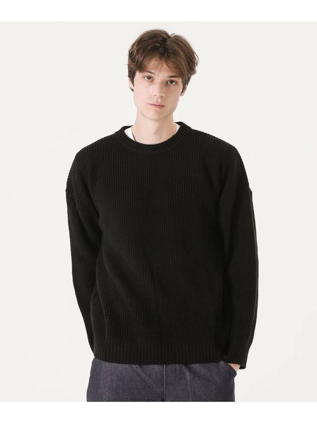 Crew Neck Over Knit Top Black - PEPPERSEASONING - BALAAN 2