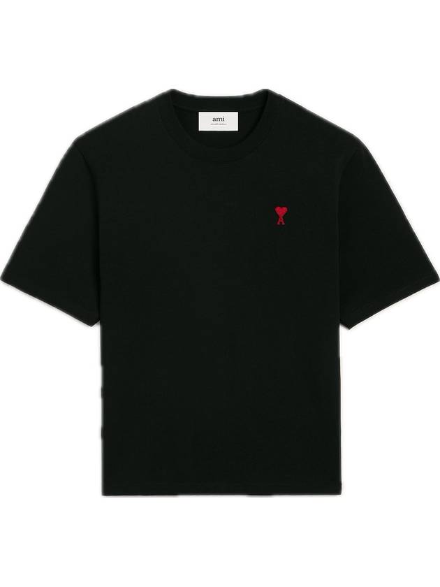 Small Heart Logo Boxy Fit Short Sleeve T-Shirt Black - AMI - BALAAN 5