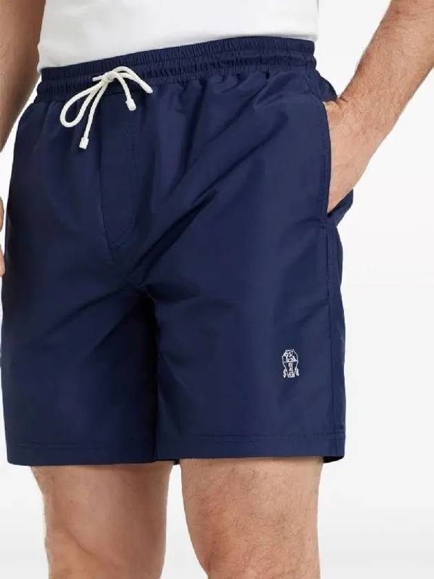 Logo Embroidery Swim Shorts Navy - BRUNELLO CUCINELLI - BALAAN 3