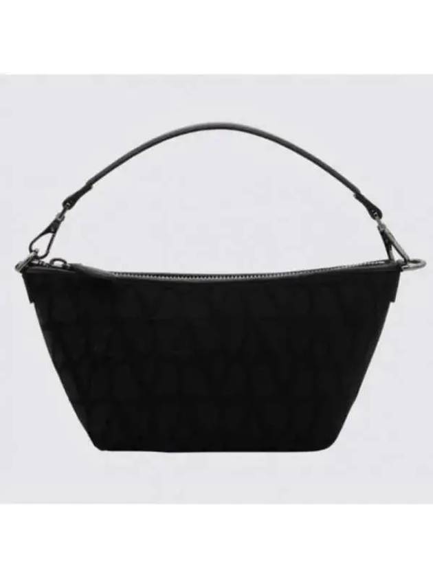 Toile Iconographe Fabric Leather Shoulder Bag Black - VALENTINO - BALAAN 2