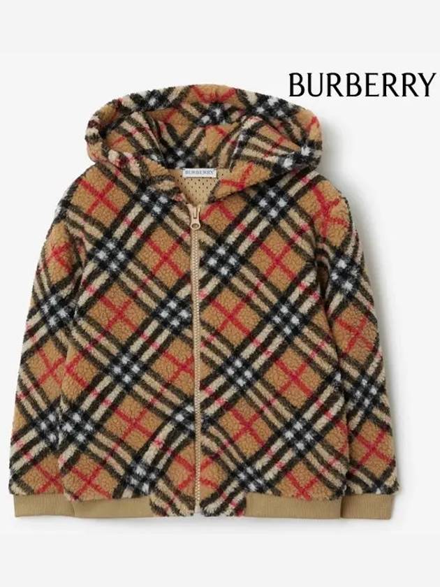 Kids Vintage Check Hooded Fleece Jacket Archive Beige - BURBERRY - BALAAN 3