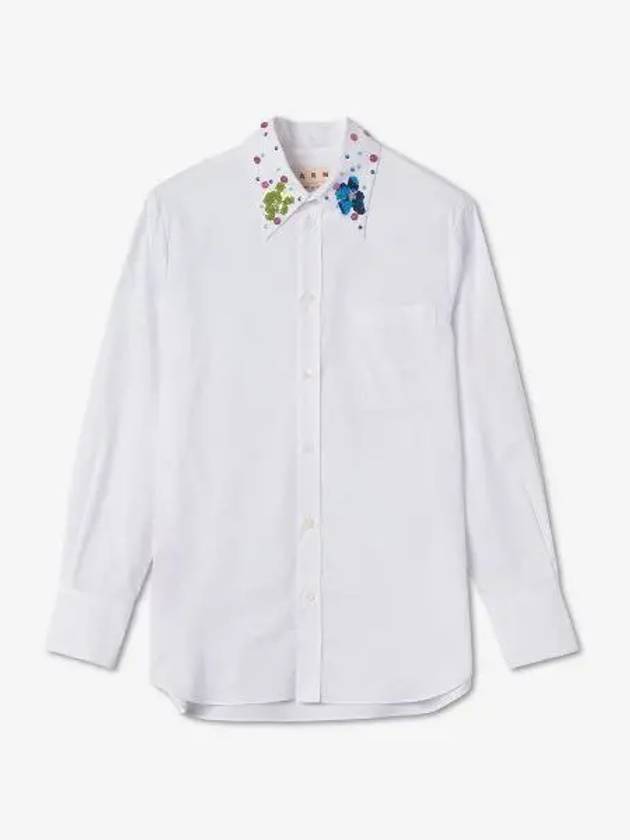 Embroidered Collar Regular Fit Shirt Lily White - MARNI - BALAAN 2