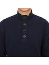 Wappen Patch Half Button Lambswool Knit Top Navy - STONE ISLAND - BALAAN 6