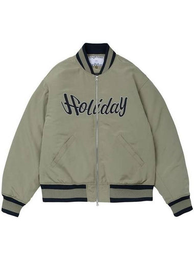 Men's In Holiday Varsity Bomber Jacket Beige - EXPRESSHOLIDAY - BALAAN 1