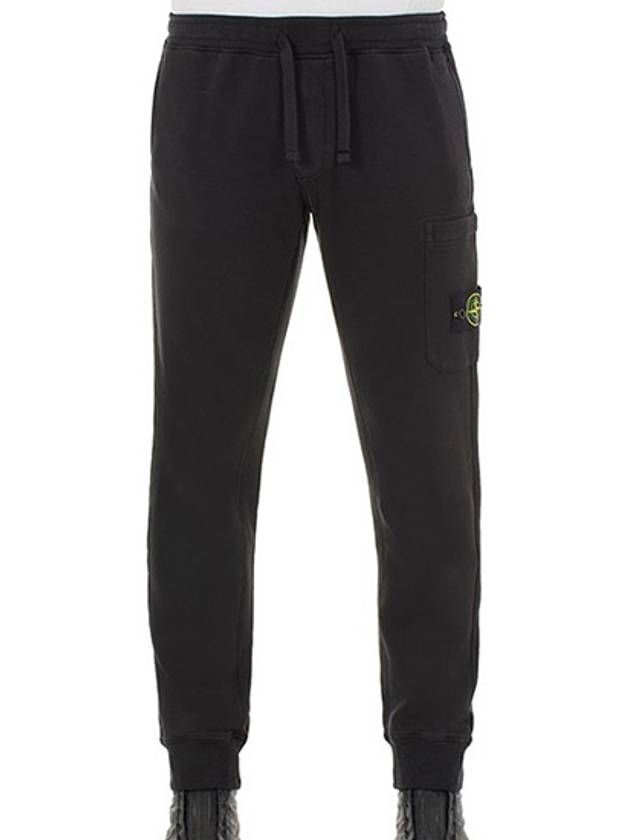 Men's Wappen Patch Cotton Fleece Track Pants Charcoal - STONE ISLAND - BALAAN 2